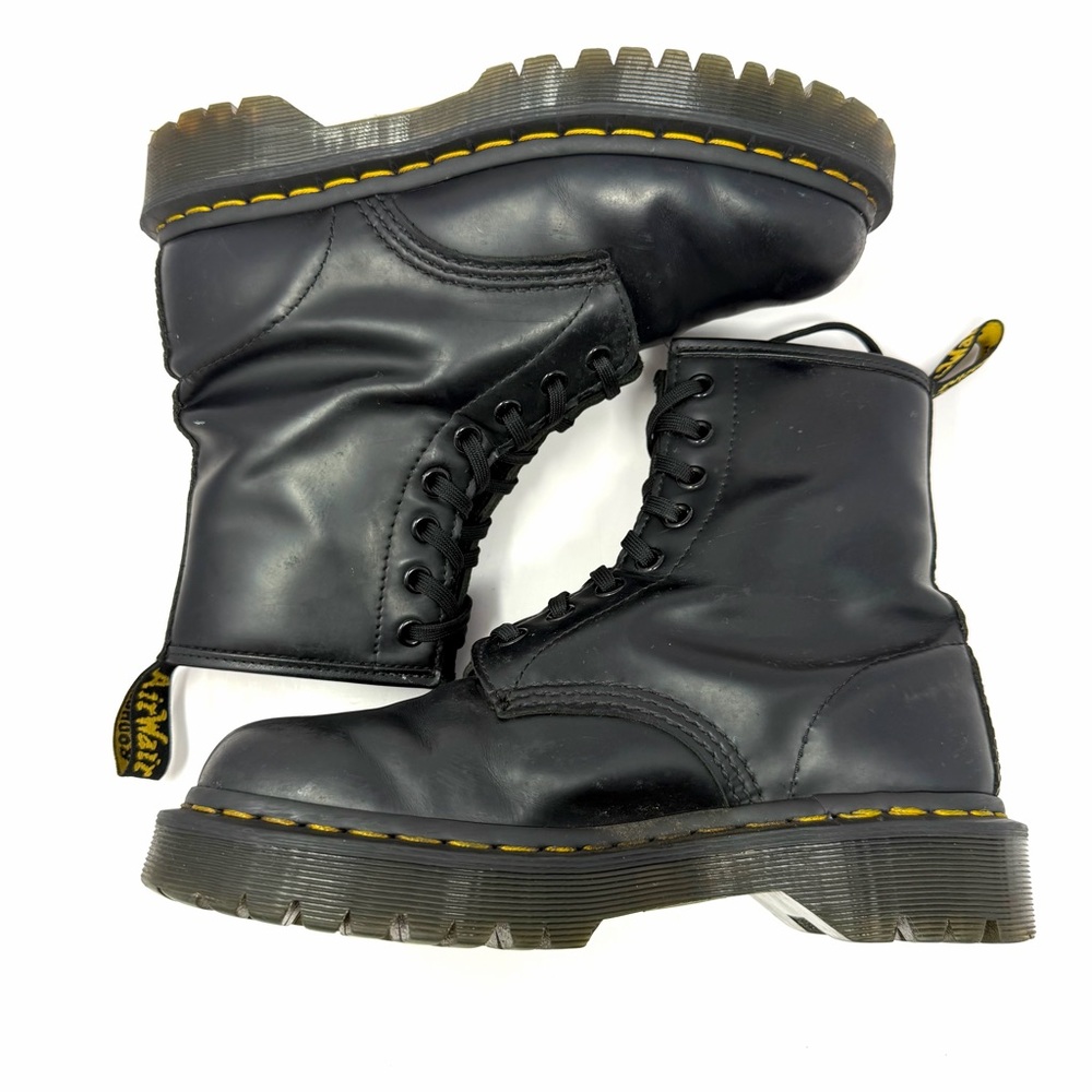 Dr. Doc Martens Women’s Bex 1460 Combat Boots Sz 7 Black Smooth Leather 25345 - Picture 4 of 10